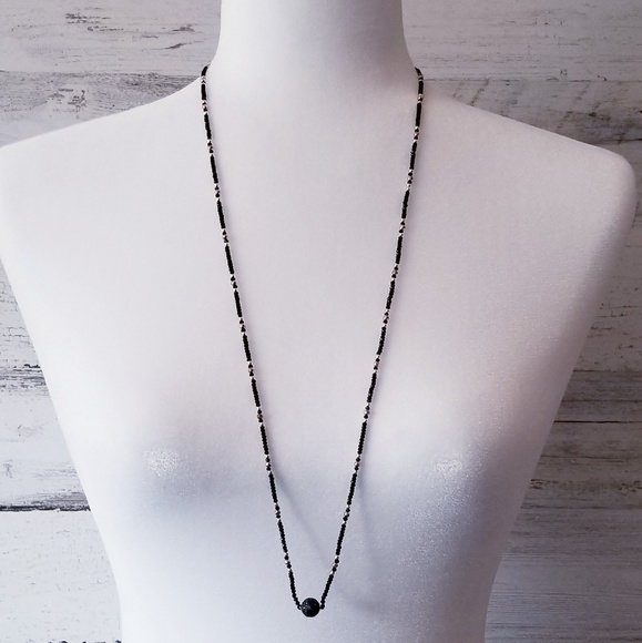 Black Spinel Layering Necklace, 36 inches - Picture 5 of 8